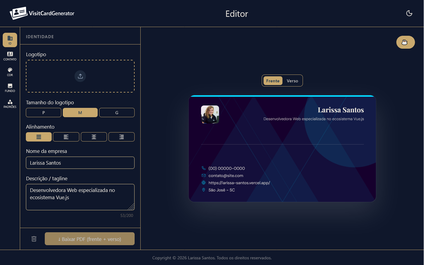 VisitCardGenerator: como construí um gerador de cartões de visita em PDF do zero com Nuxt 3