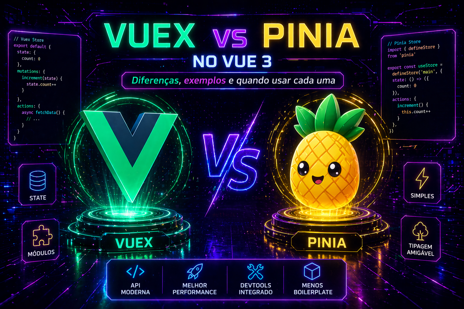 Vuex vs Pinia: Guia Completo de Gerenciamento de Estado no Vue.js