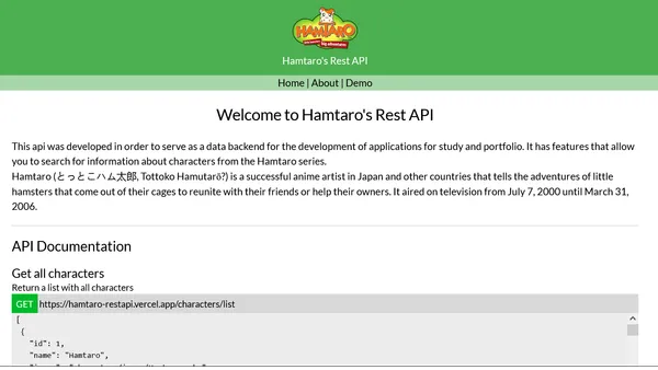 Hamtaro's Rest API