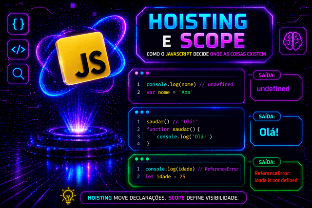 Hoisting e Scope: como o JavaScript decide onde as coisas existem